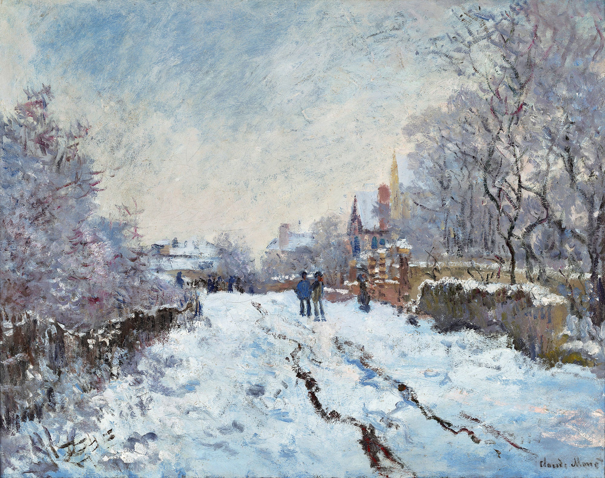 La belleza del paisaje invernal en "Escena de la nieve en Argenteuil" de Claude Monet