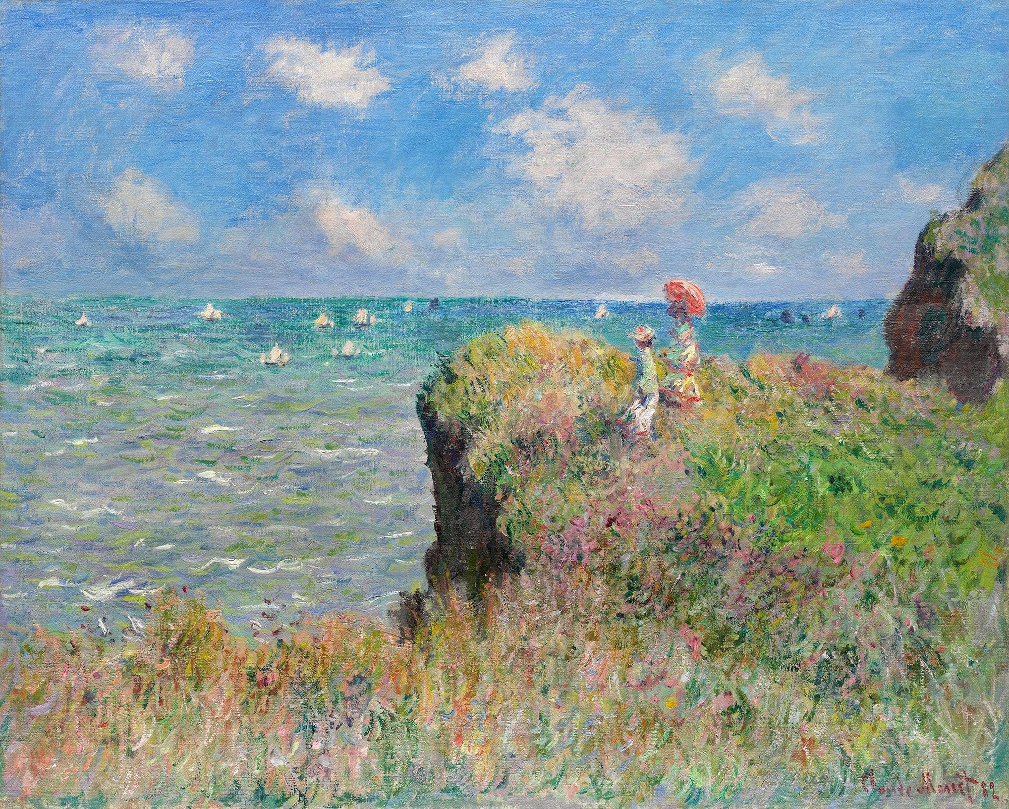 Paseo por el acantilado en Pourville de Claude Monet: una obra maestra de la impresionismo