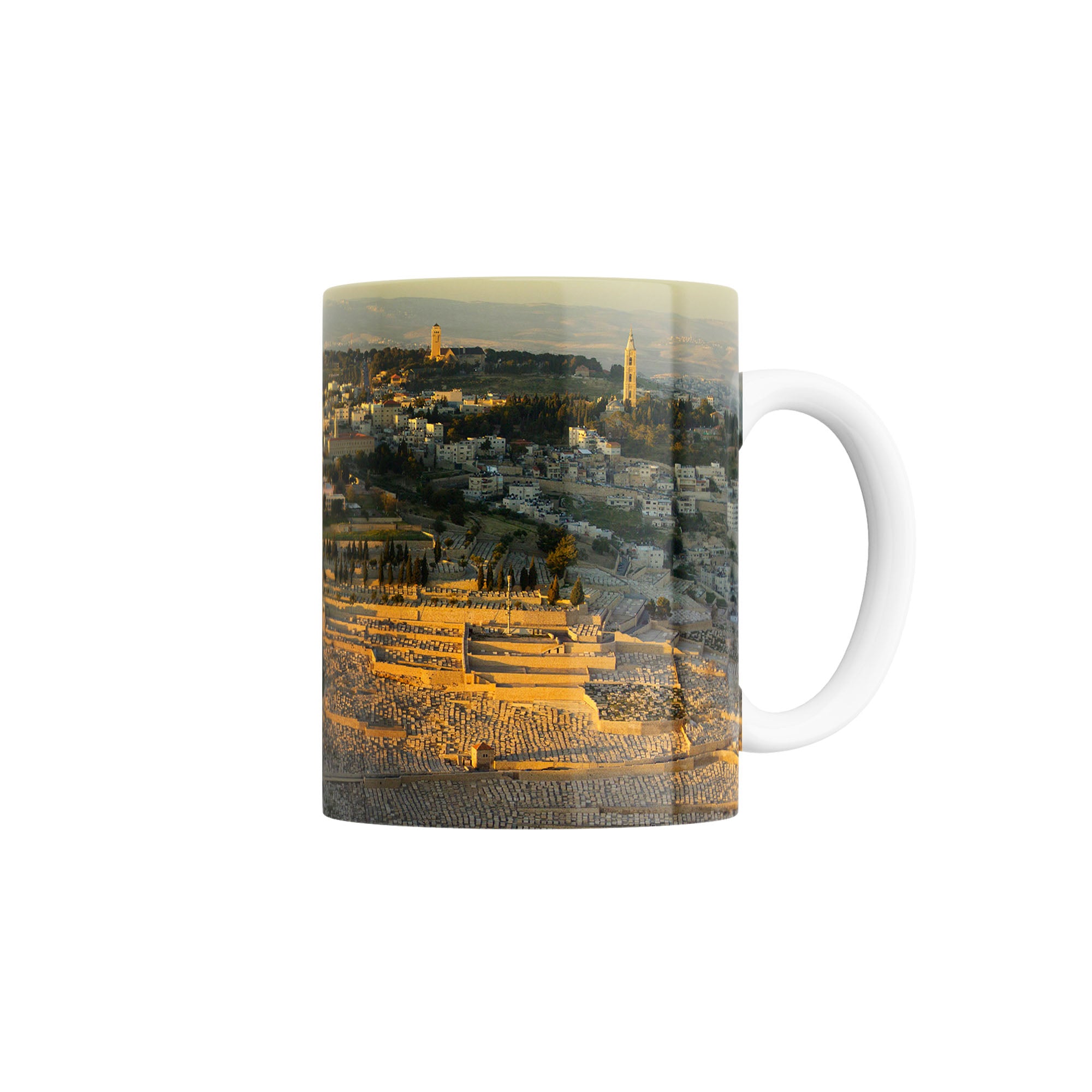 Taza Vista de monte de los Olivos en Israel