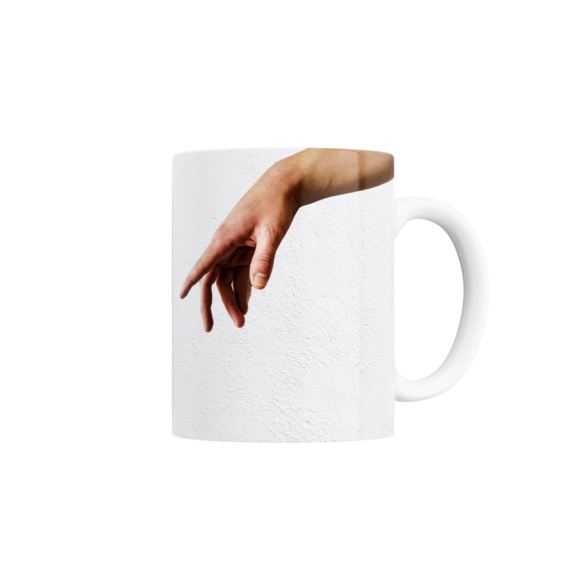 Taza El Choque de Manos en Blanco