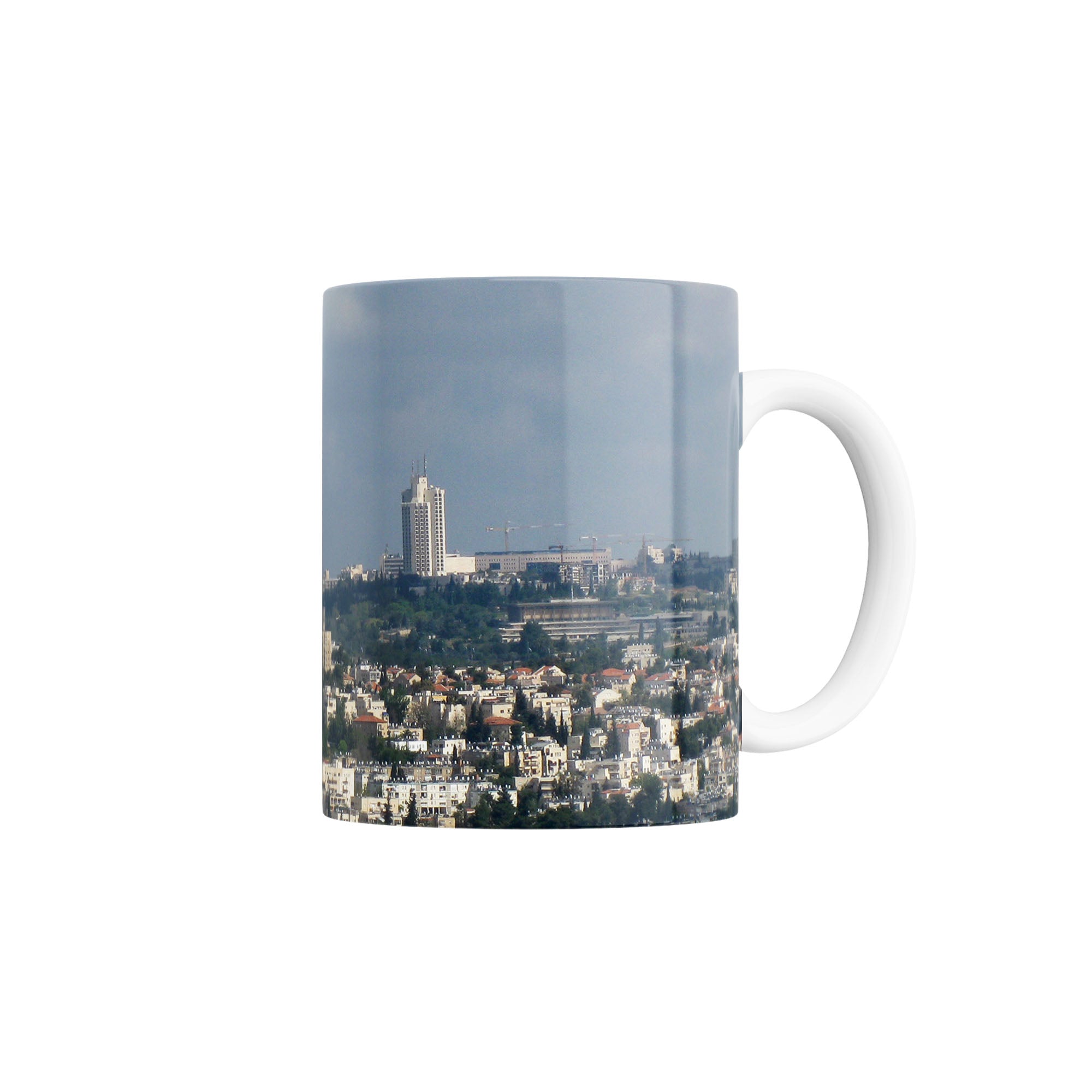 Taza Vista de edificios de Jerusalén con cielo azul