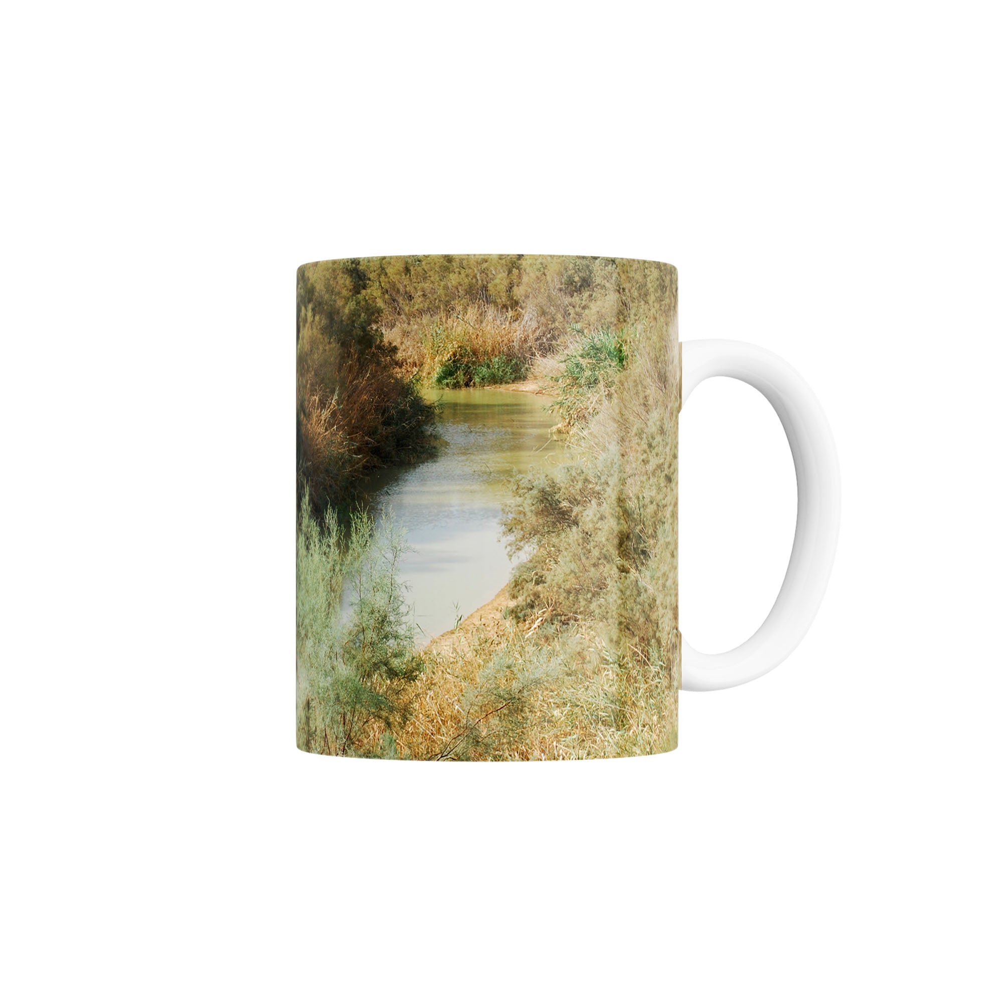 Taza Vista del río Jordán en Israel y Jordania