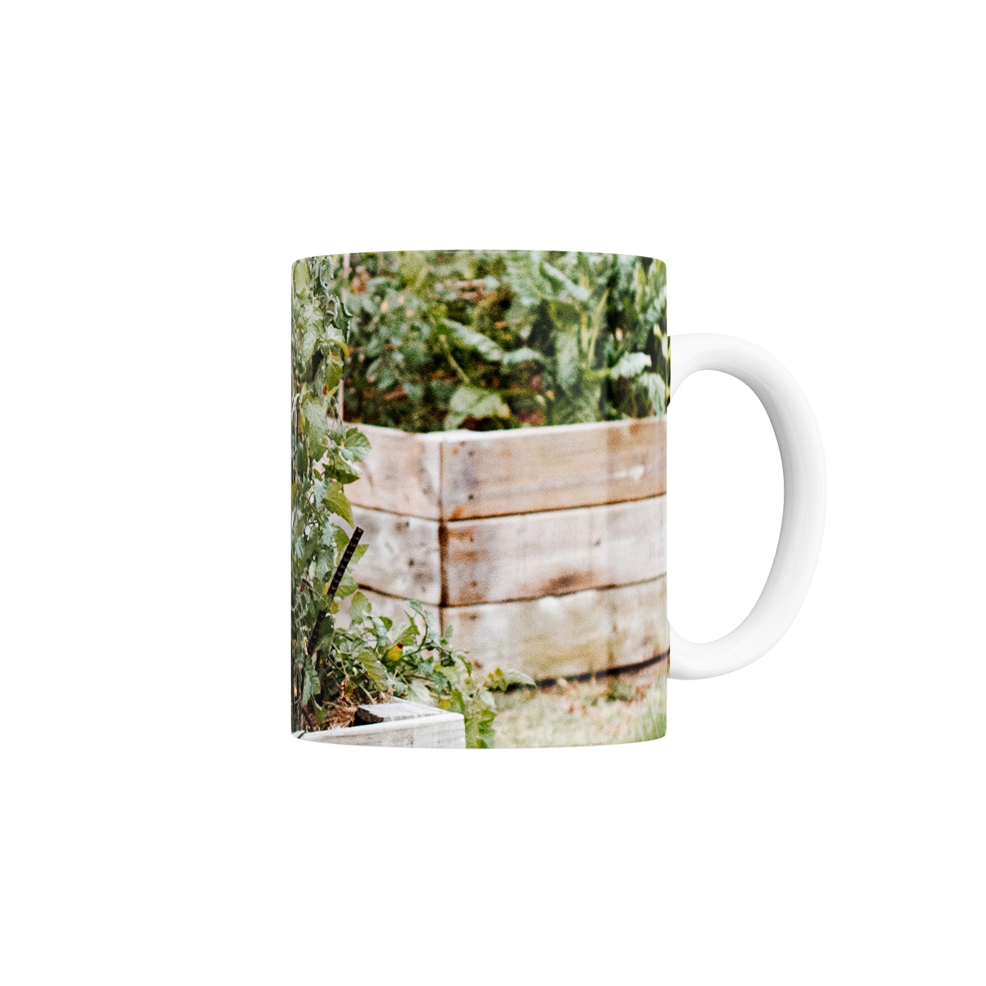 Taza Vista de Hierbas y vegetales en un huerto