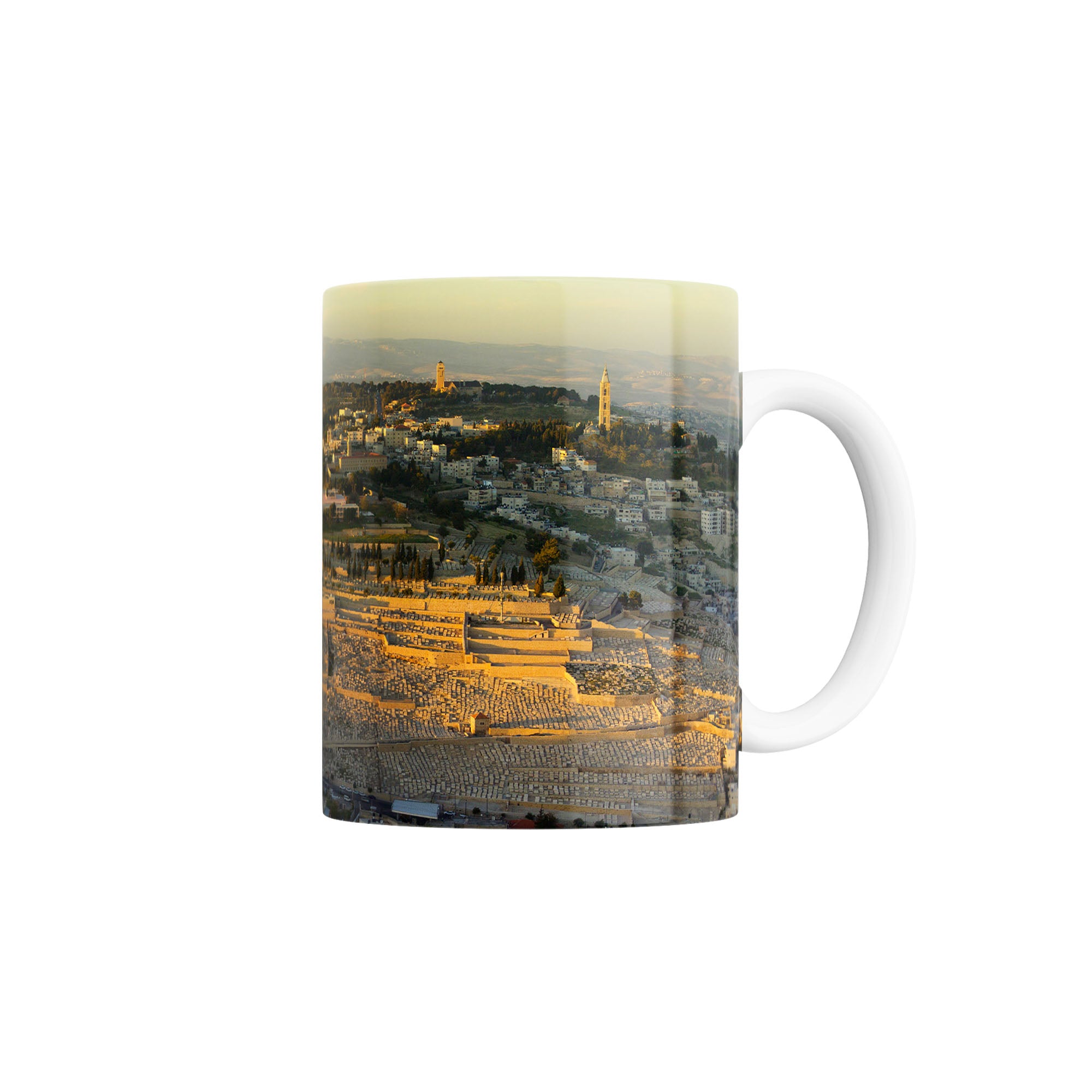 Taza Vista del Monte de los Olivos al este de la Ciudad de Jerusalén