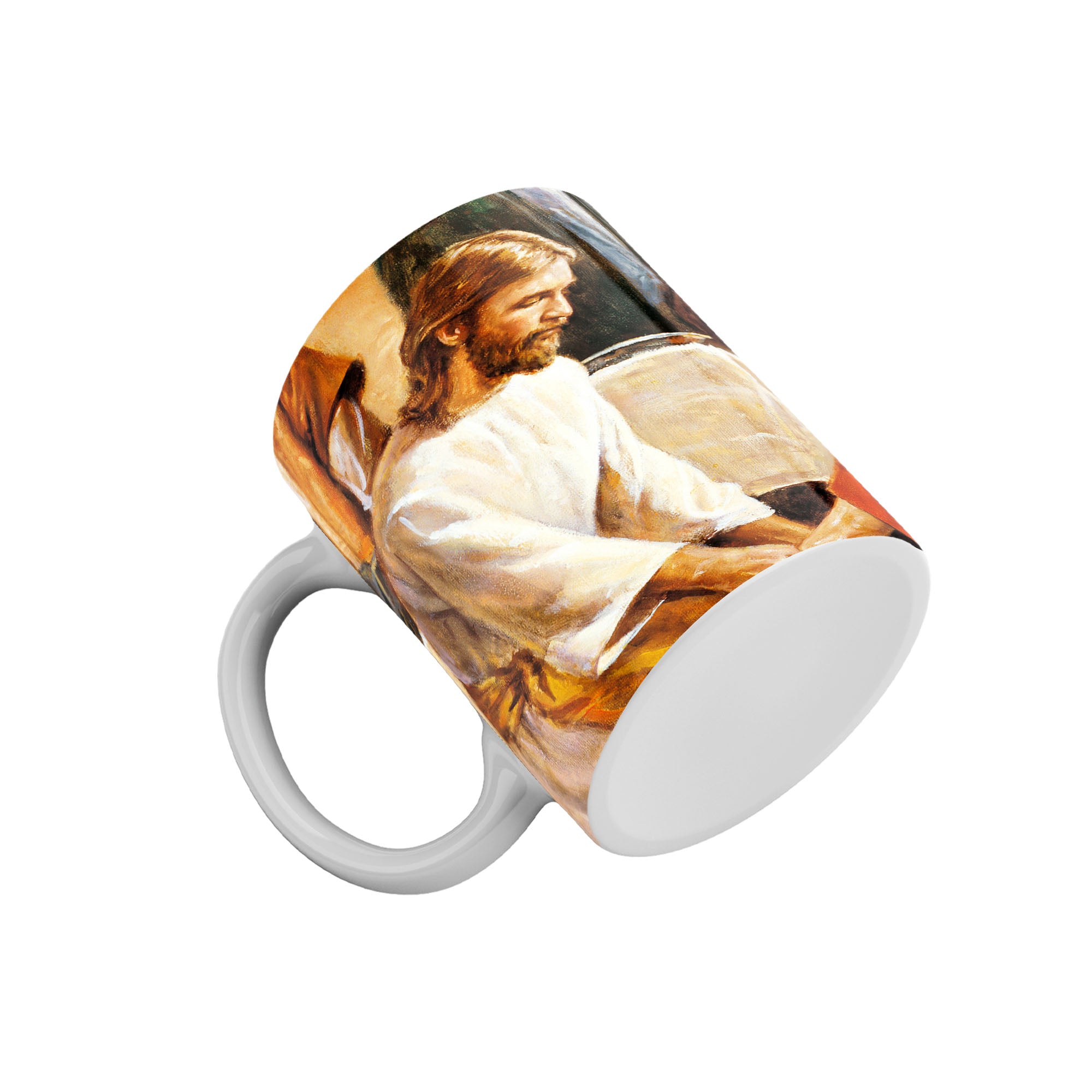 Taza Humildad mostrada cuando Jesús lava los pies de sus discípulos